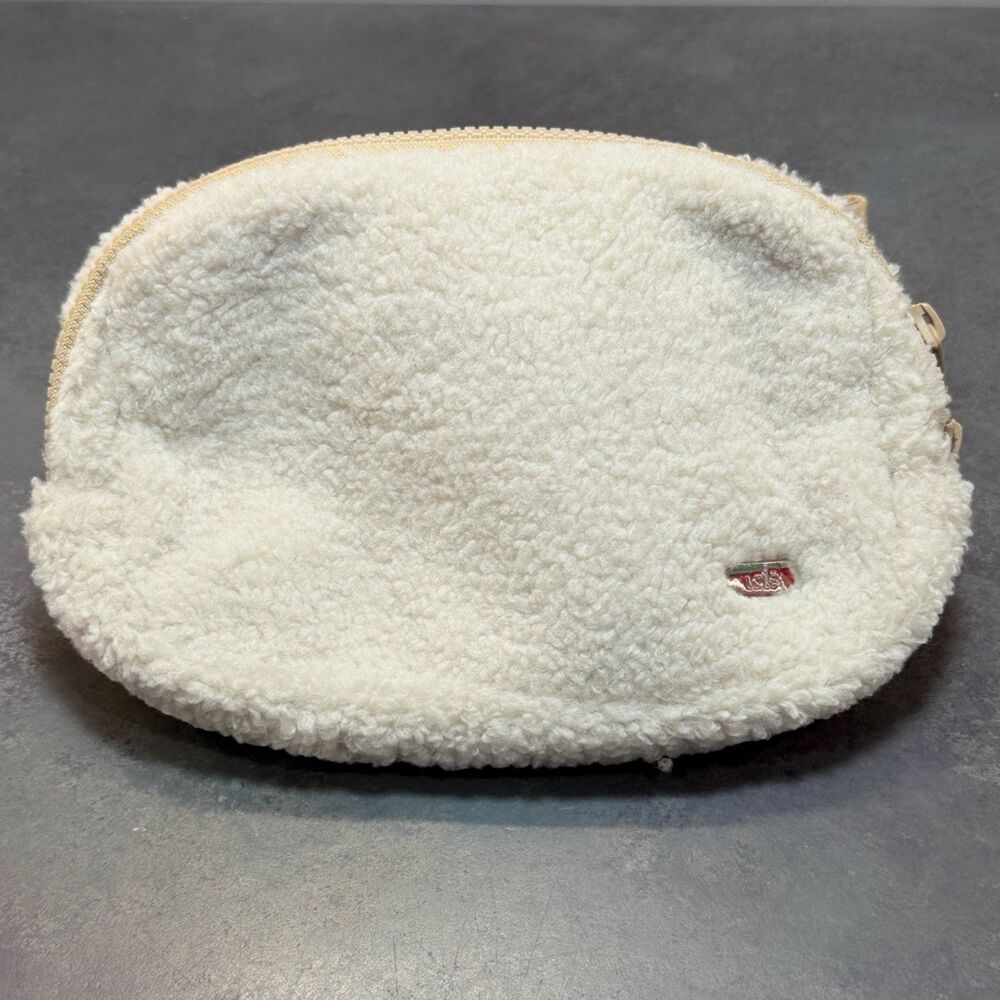 Lolë Cream Sherpa Crossbody Belt Bag Adjustable Strap